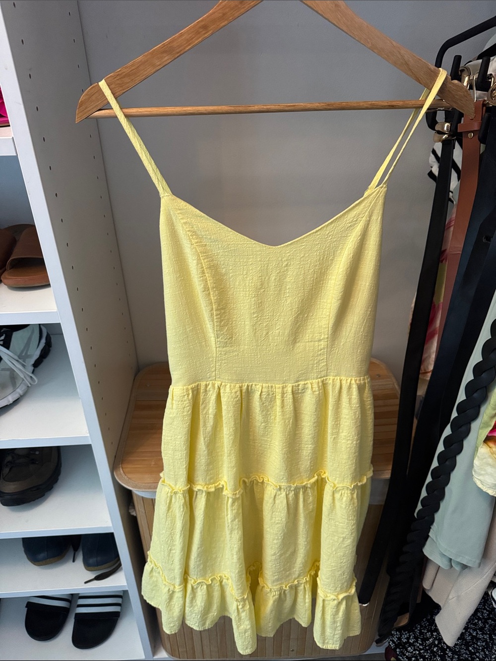 Sunny Yellow Tiered Spaghetti Strap Dress